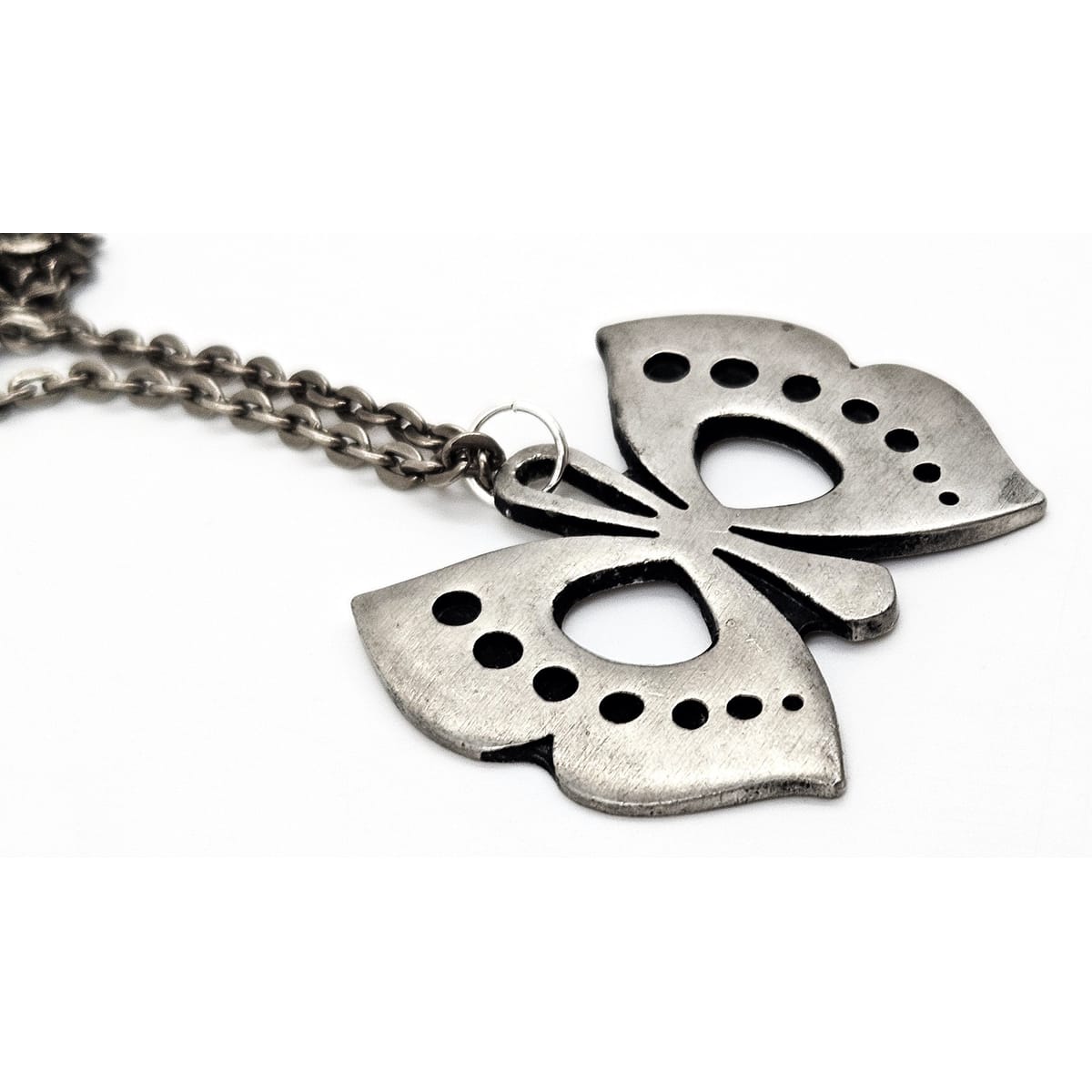 Rune Tennesmed Jewelry Rune Tennesmed XL Modernist  Butterfly Pewter Pendant Necklace C. 1960&