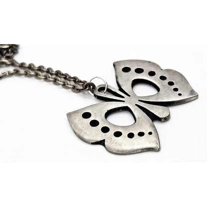 Rune Tennesmed Jewelry Rune Tennesmed XL Modernist  Butterfly Pewter Pendant Necklace C. 1960&