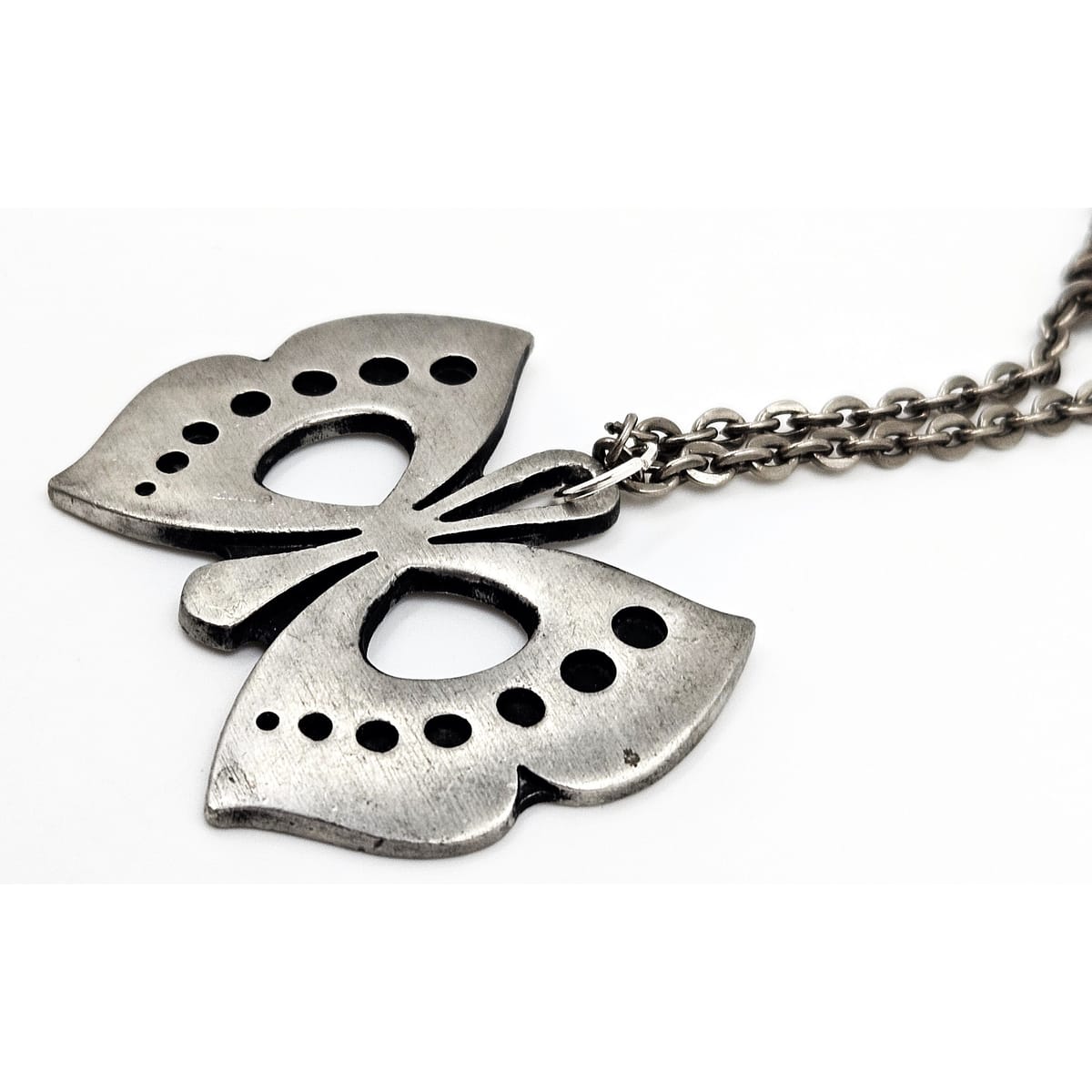 Rune Tennesmed Jewelry Rune Tennesmed XL Modernist  Butterfly Pewter Pendant Necklace C. 1960&