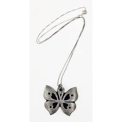 Rune Tennesmed Jewelry Sweden Rune Tennesmed Pewter Butterfly Pendant Sterling Necklace C. 1960&