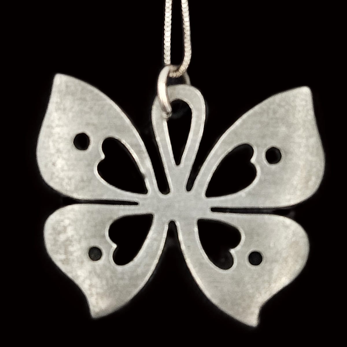 Rune Tennesmed Jewelry Sweden Rune Tennesmed Pewter Butterfly Pendant Sterling Necklace C. 1960&
