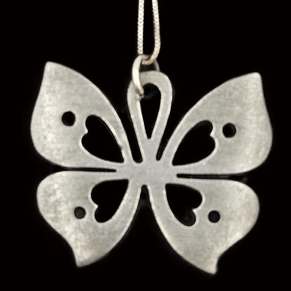 Rune Tennesmed Jewelry Sweden Rune Tennesmed Pewter Butterfly Pendant Sterling Necklace C. 1960&