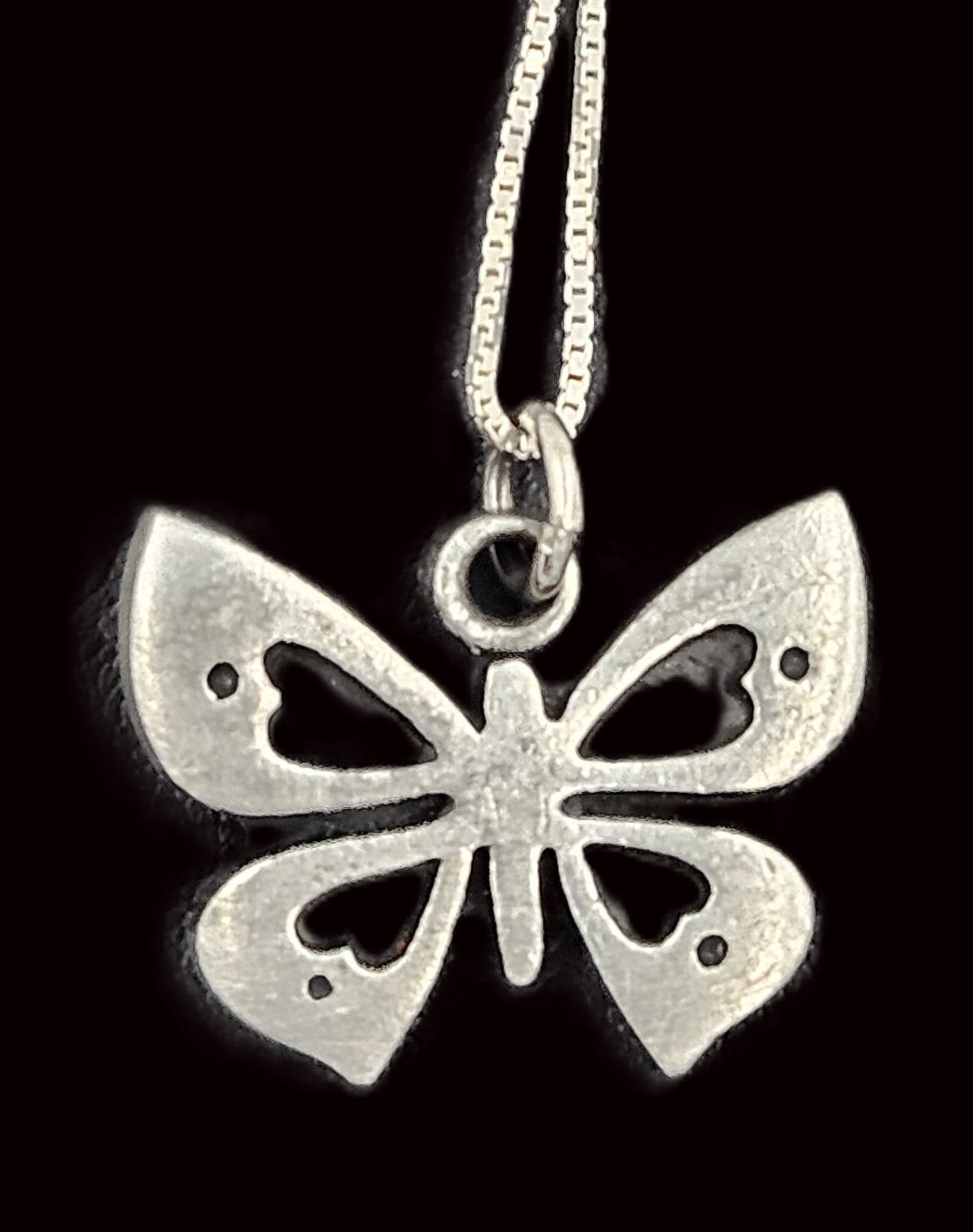 Rune Tennesmed Jewelry Swedish Rune Tennesmed Pewter Butterfly Pendant Sterling Necklace C. 1960's