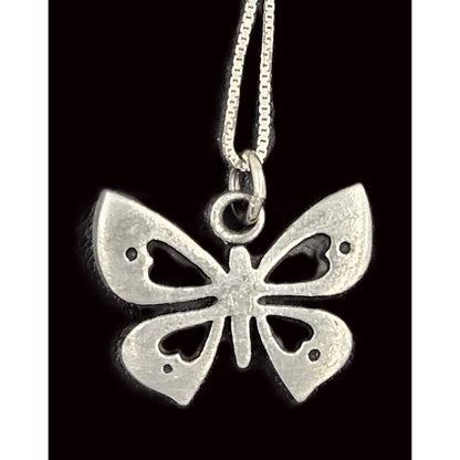 Rune Tennesmed Jewelry Swedish Rune Tennesmed Pewter Butterfly Pendant Sterling Necklace C. 1960&