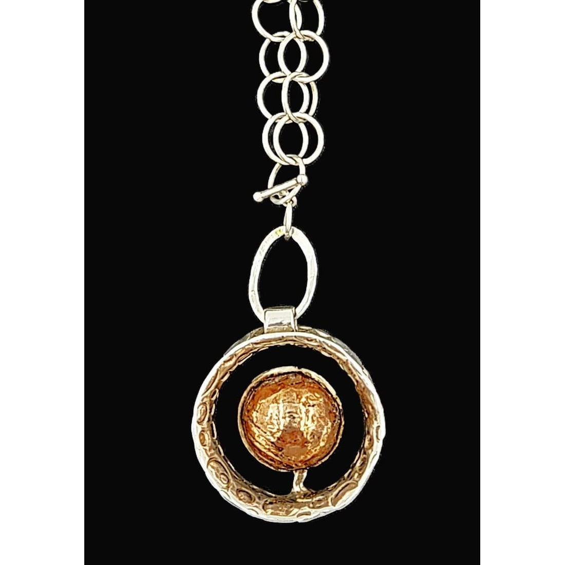 Sabando Jewelry Designer Sabando Modernist Sterling &amp; Copper Pendant Necklace