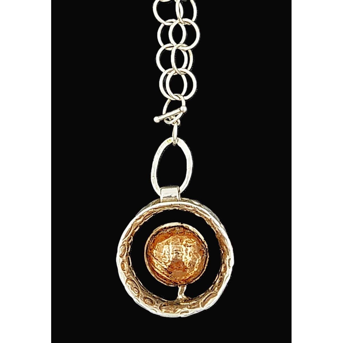 Sabando Jewelry Designer Sabando Modernist Sterling &amp; Copper Pendant Necklace