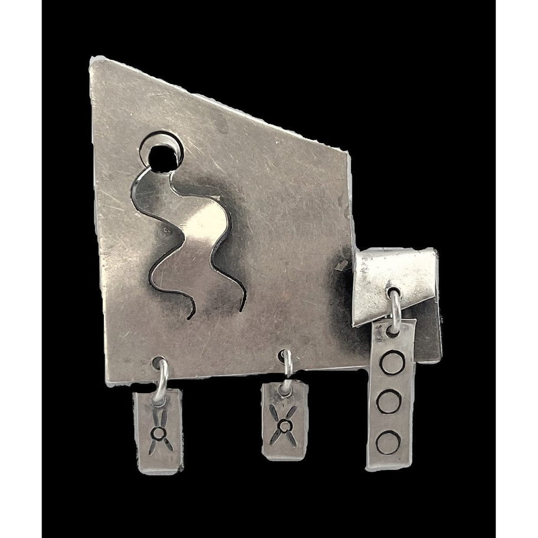 Sam Kramer Jewelry RARE 925 Sterling Silver Abstract Modernist Brooch Signed Sam Kramer 1960s