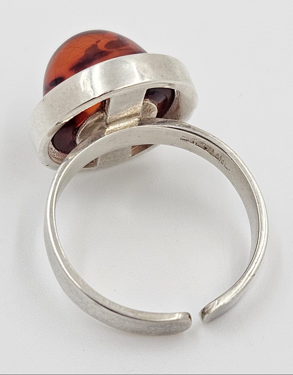 Scandinavian Sterling Amber Ring Jewelry Vintage Scandinavian Modernist Sterling Silver & Amber Domed Cocktail Ring