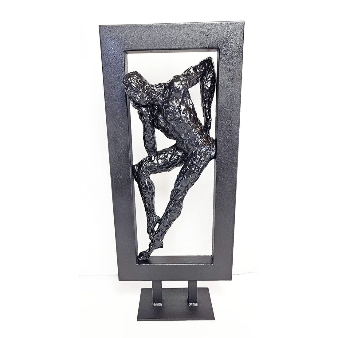 Sculpture Sculpture Large Post Modern Impressionist 3-D Man in Steel Frame Sculpture Circa 1960s