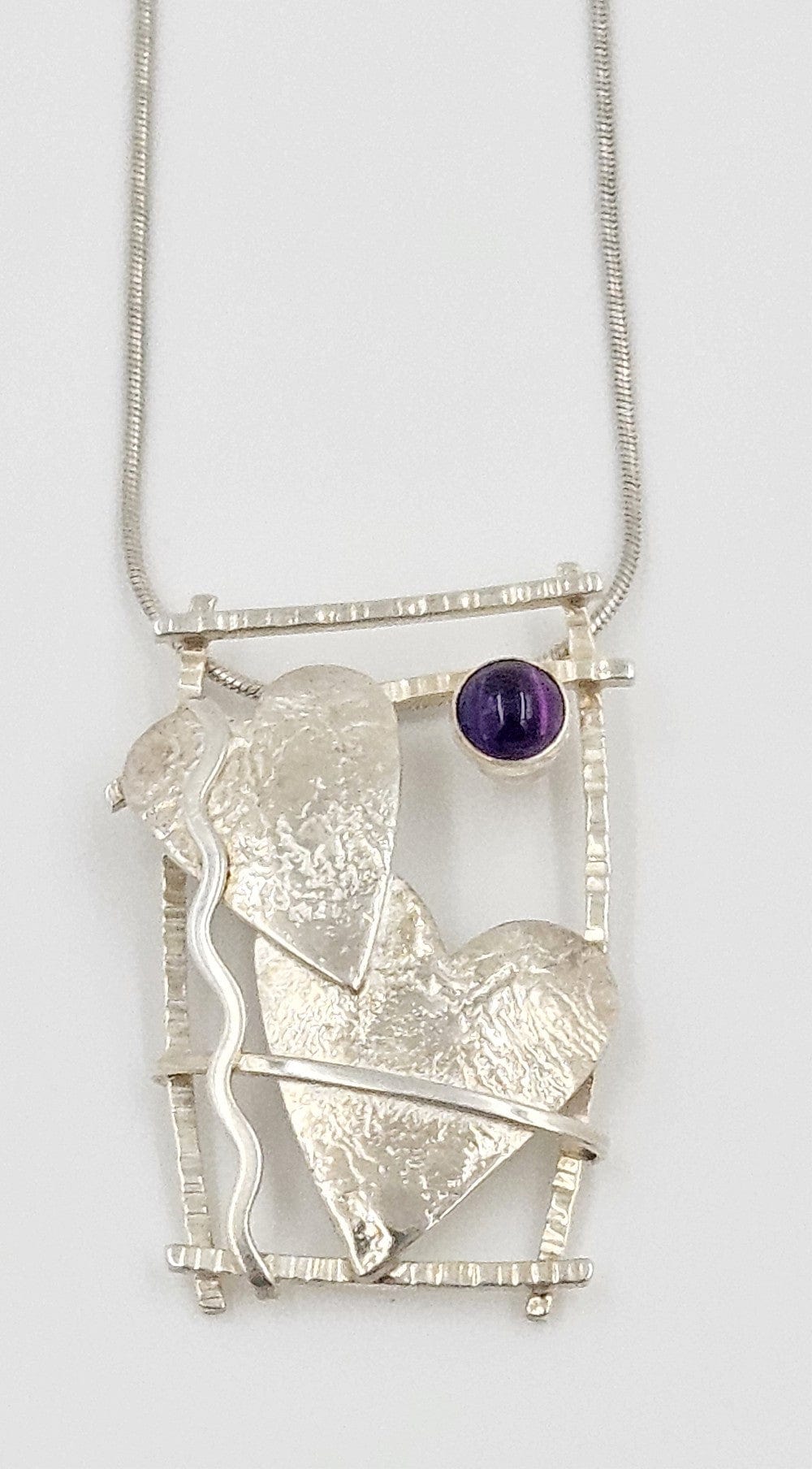 Shirley Lege Carpenter Jewelry Shirley Lege Carpenter Sterling Amethyst Abstract Modernist Necklace 1980s