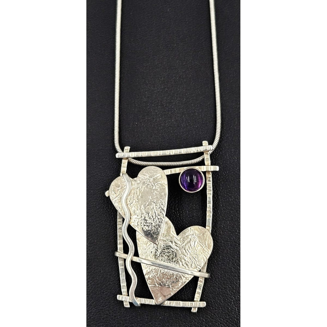 Shirley Lege Carpenter Jewelry Shirley Lege Carpenter Sterling Amethyst Abstract Modernist Necklace 1980s