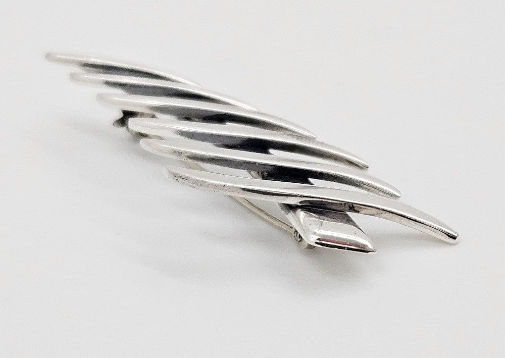 Sigi Tasco Jewelry Sigi Pineda Tasco Taxco Sterling Abstract Modernist 3D Leaf/Feather Pin 1960s