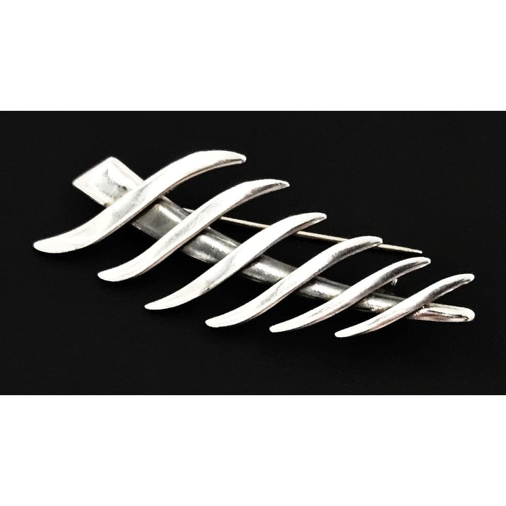 Sigi Tasco Jewelry Sigi Pineda Tasco Taxco Sterling Abstract Modernist 3D Leaf/Feather Pin 1960s