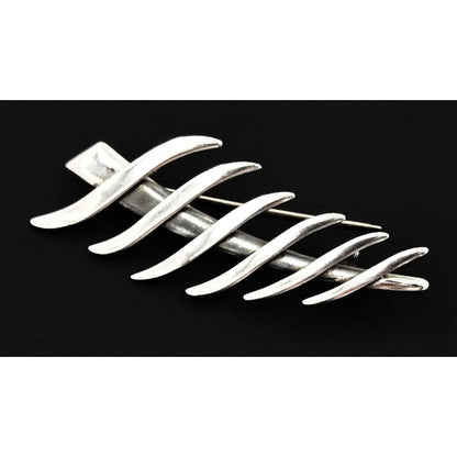 Sigi Tasco Jewelry Sigi Pineda Tasco Taxco Sterling Abstract Modernist 3D Leaf/Feather Pin 1960s