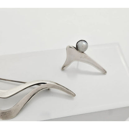 Sigi Tasco Jewelry Superb Sigi Tasco Sterling &amp; Pearl Modernist Demi Parure Set 1940s