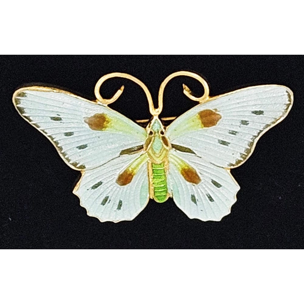 Silver Butterfly Jewelry MCM Gilt Sterling Silver Guilloche Enamel Scandinavian Style Butterfly Brooch
