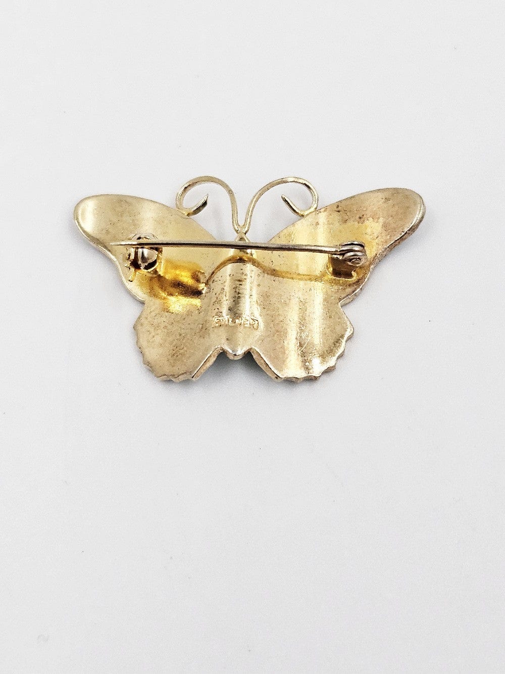 Silver Butterfly Jewelry MCM Gilt Sterling Silver Guilloche Enamel Scandinavian Style Butterfly Brooch