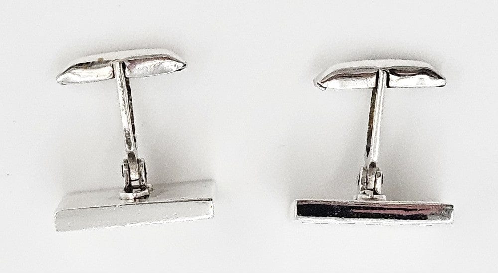 Silver Taxco Cufflinks Jewelry Mid Century Modern Taxco Sterling w Inlay Scandinavian Mod Style Cufflinks