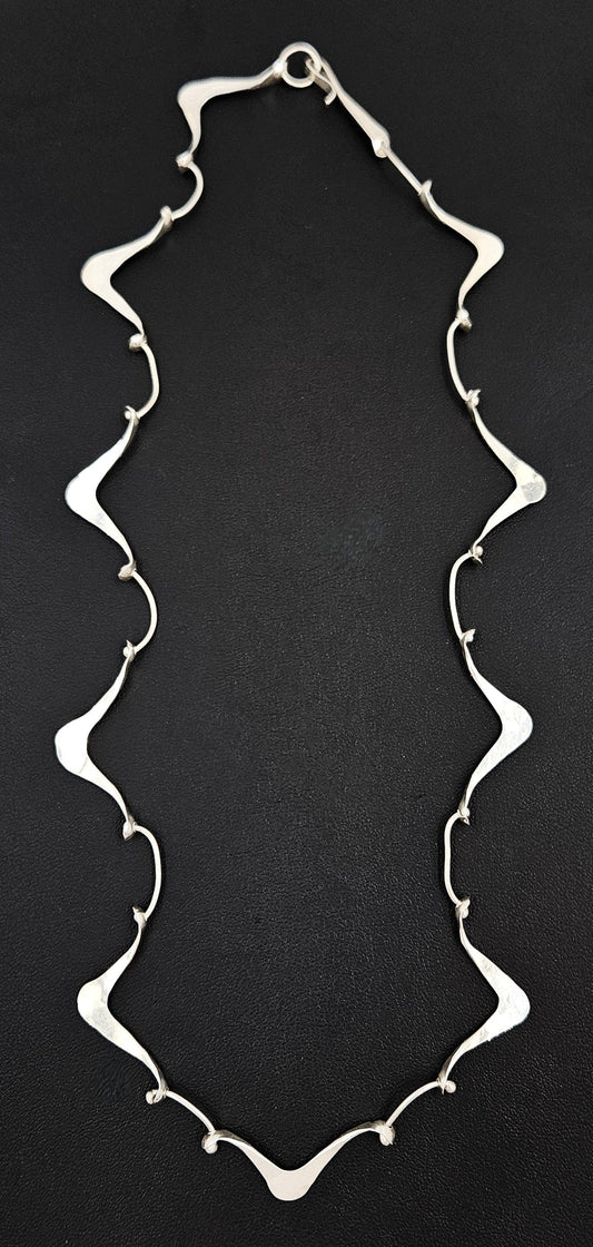 Simba Jewelry Sterling Abstract Modernist Necklace Signed Simba