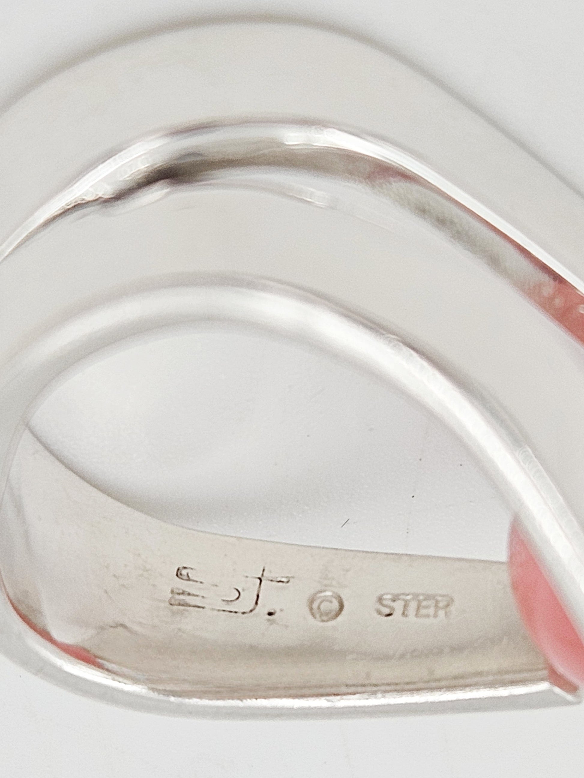 SJ Jewelry Vintage Sterling Silver SJ Abstract Modernist Cocktail Ring