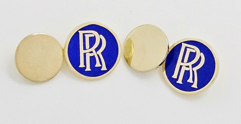 SJ Lauder for Rolls Royce Jewelry Bespoke Lauder London UK Rolls Royce Logo Sterling & Enamel Cufflinks 1987