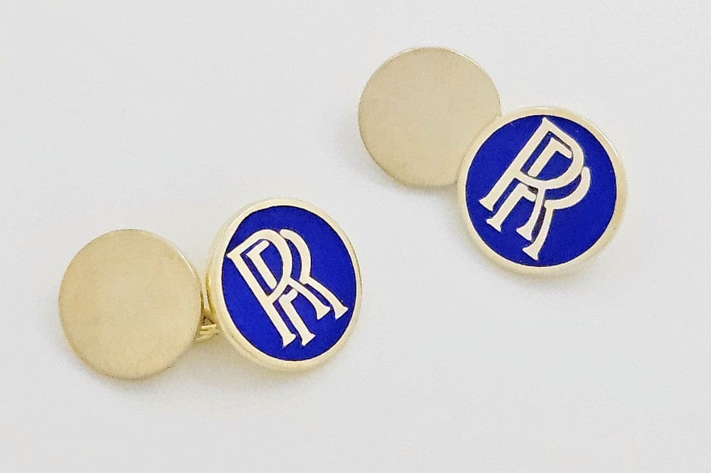 SJ Lauder for Rolls Royce Jewelry Bespoke Lauder London UK Rolls Royce Logo Sterling & Enamel Cufflinks 1987