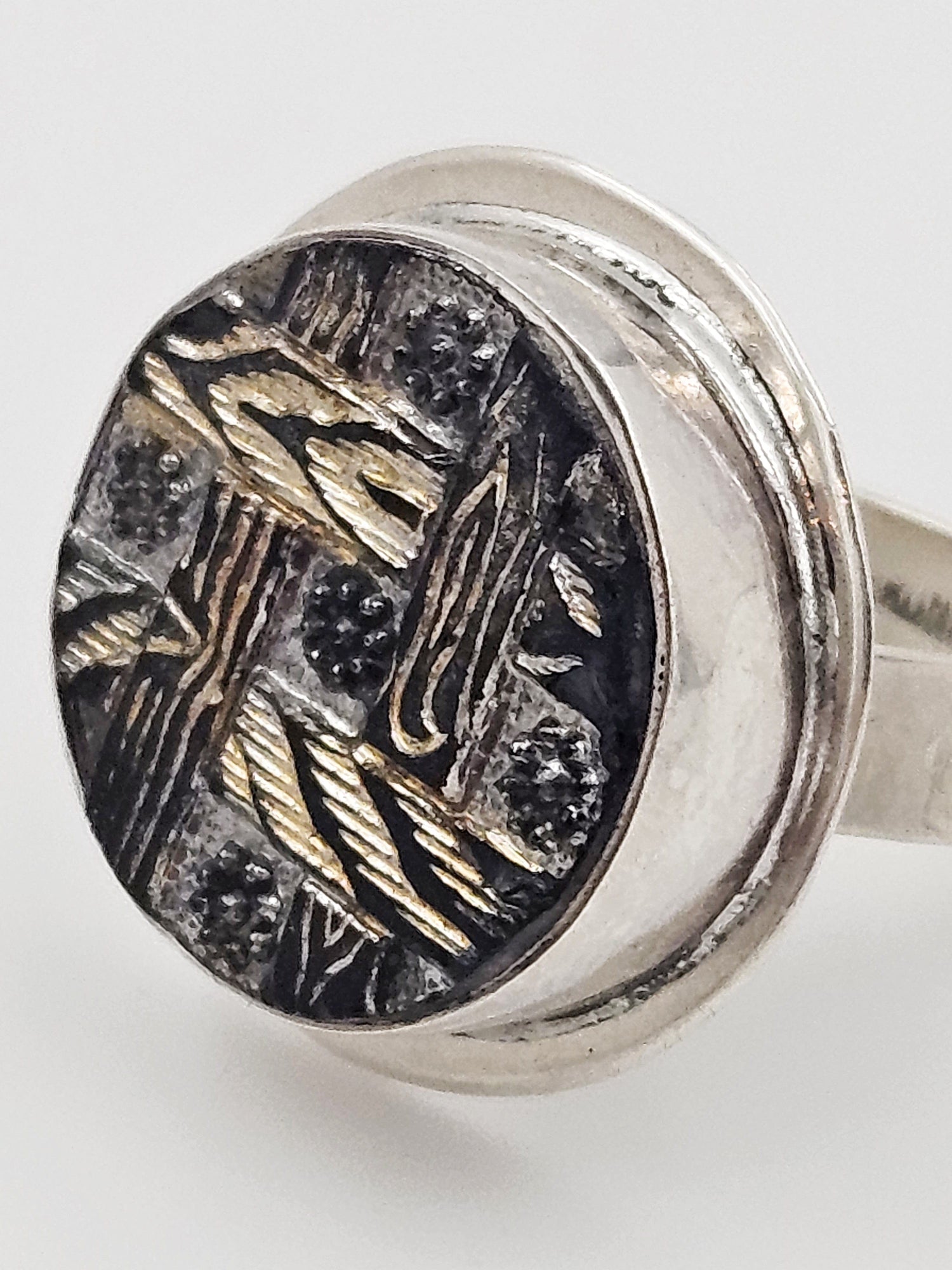 Skeira Jewelry Vintage Designer Skeira Sterling Silver & Mixed Metals Modernist Cocktail Ring