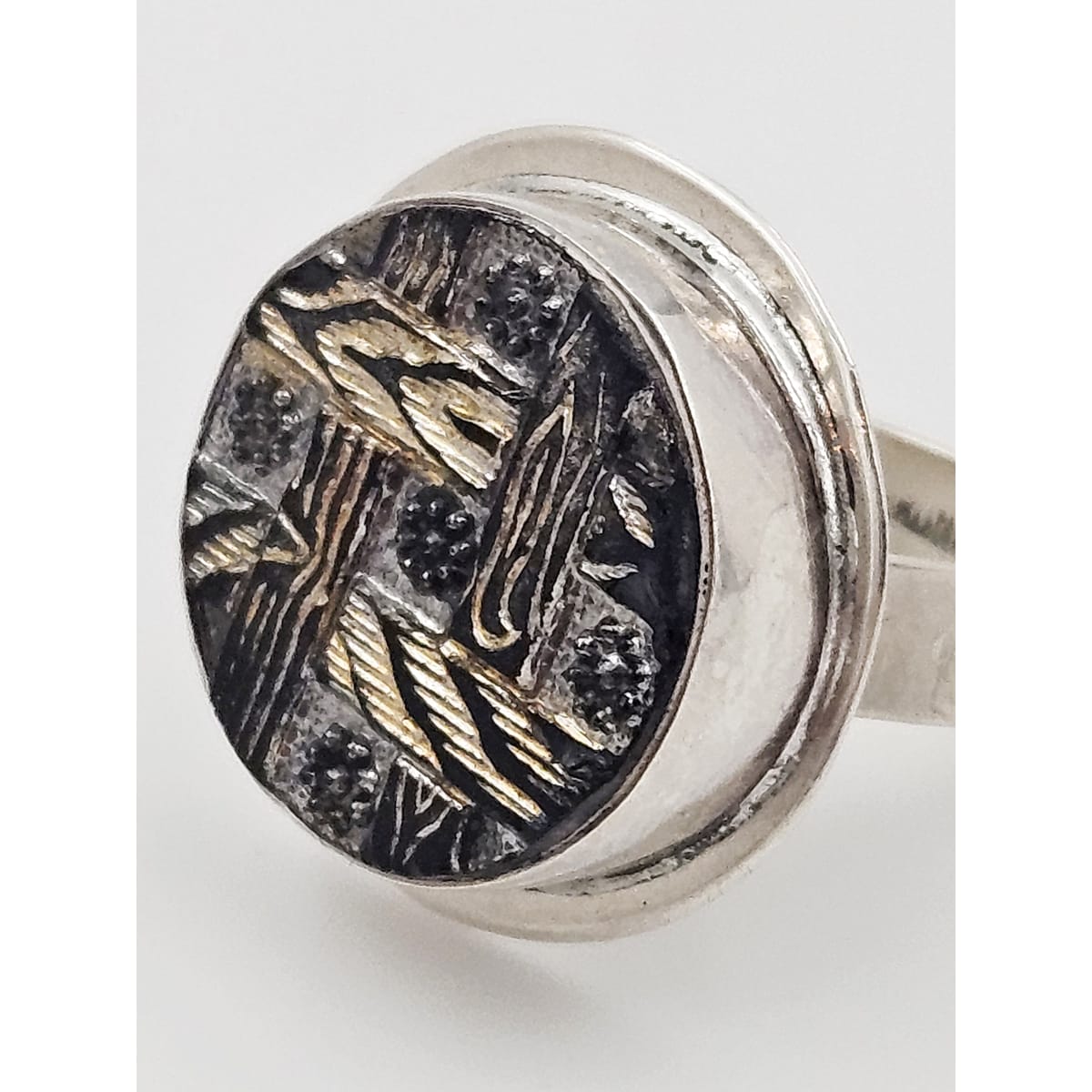 Skeira Jewelry Vintage Designer Skeira Sterling Silver &amp; Mixed Metals Modernist Cocktail Ring