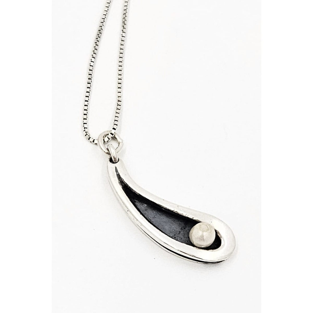 Sklar Jewelry Iconic US Designer Phyllis Sklar Brutalist Sterling &amp; Pearl Necklace RARE 50/60s
