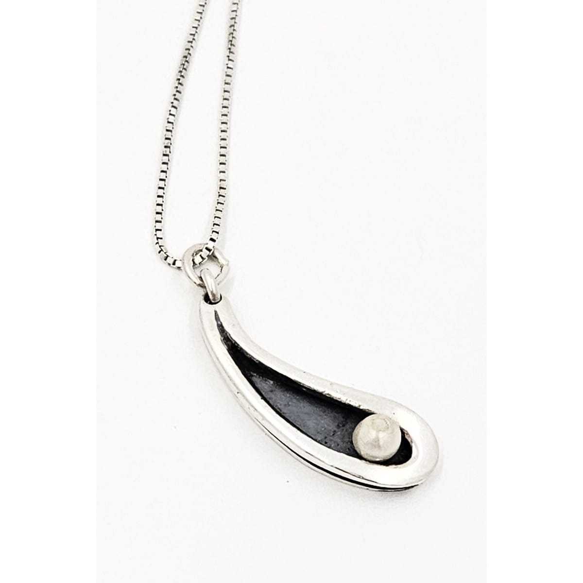 Sklar Jewelry Iconic US Designer Phyllis Sklar Brutalist Sterling &amp; Pearl Necklace RARE 50/60s