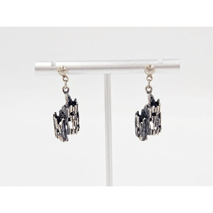 Sterling Brutalist Set Jewelry Vintage Sterling Silver Brutalist Necklace &amp; Earrings Set - Signed