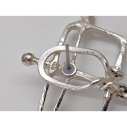 Sterling &amp; Chalcedony Earrings Jewelry Designer Signed Sterling Silver &amp; Chalcedony Drop Dangle Earrings Scandinavian