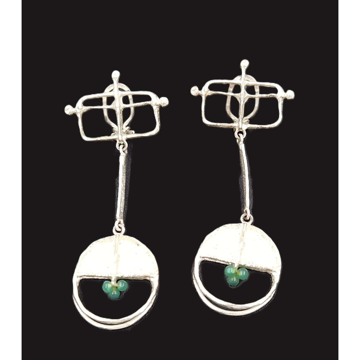 Sterling &amp; Chalcedony Earrings Jewelry Designer Signed Sterling Silver &amp; Chalcedony Drop Dangle Earrings Scandinavian