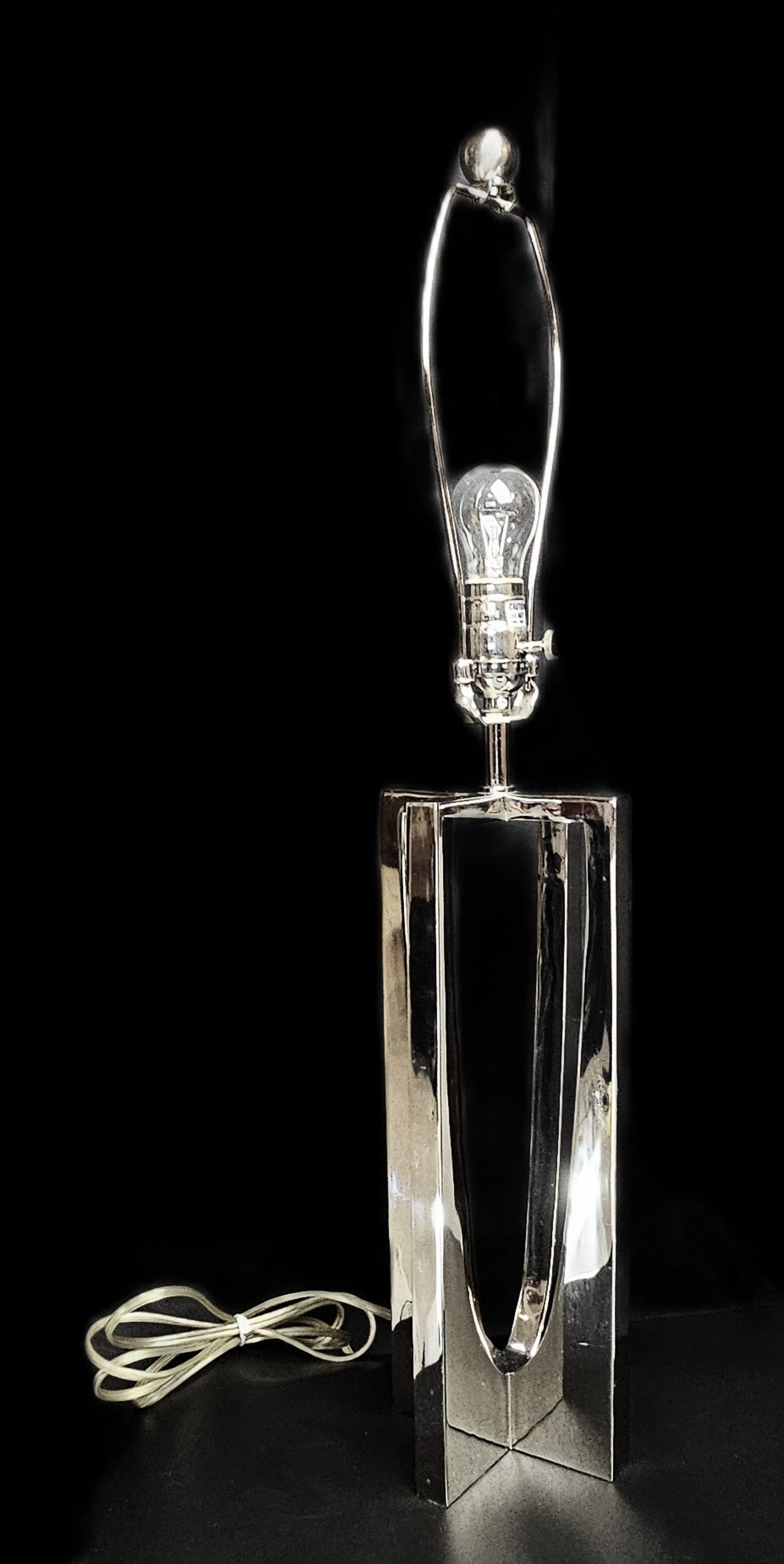 Stiffel Lighting Designer Stiffel Post Modern Sleek Chrome Table Lamp Circa 1980's