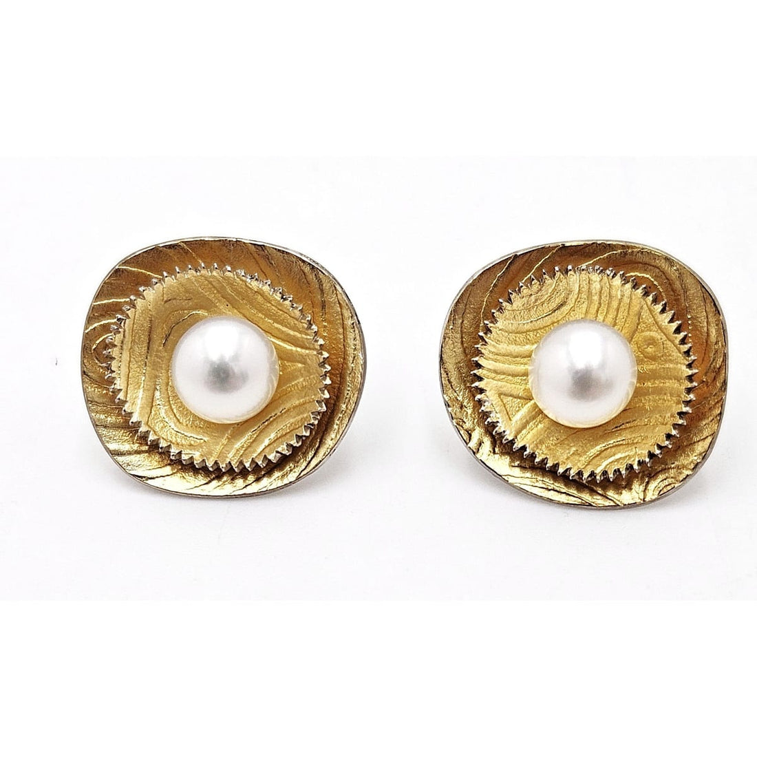 Sydney Lynch Jewelry Sydney Lynch Sterling 14k Gold Pearls Abstract Modernist 3D Earrings