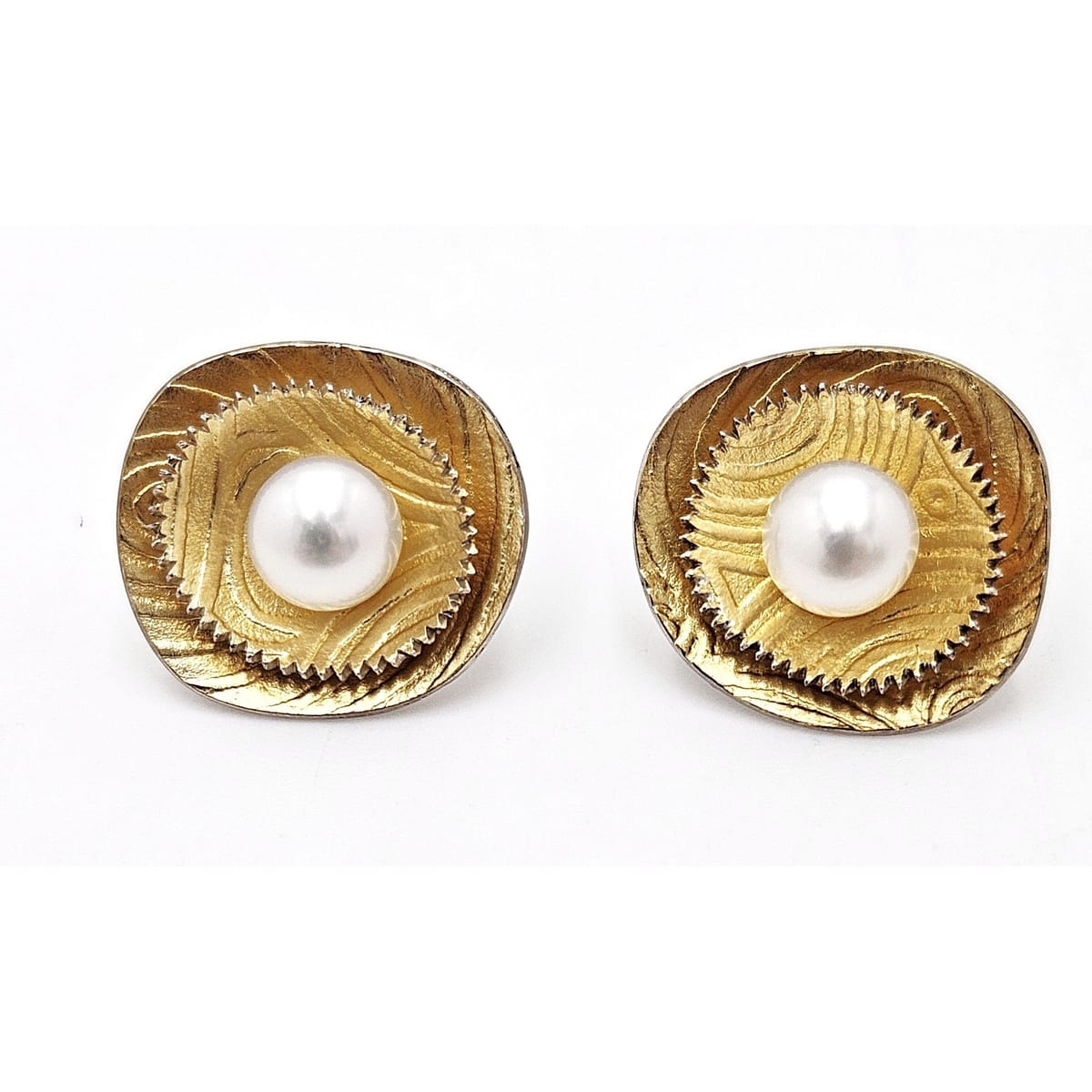 Sydney Lynch Jewelry Sydney Lynch Sterling 14k Gold Pearls Abstract Modernist 3D Earrings