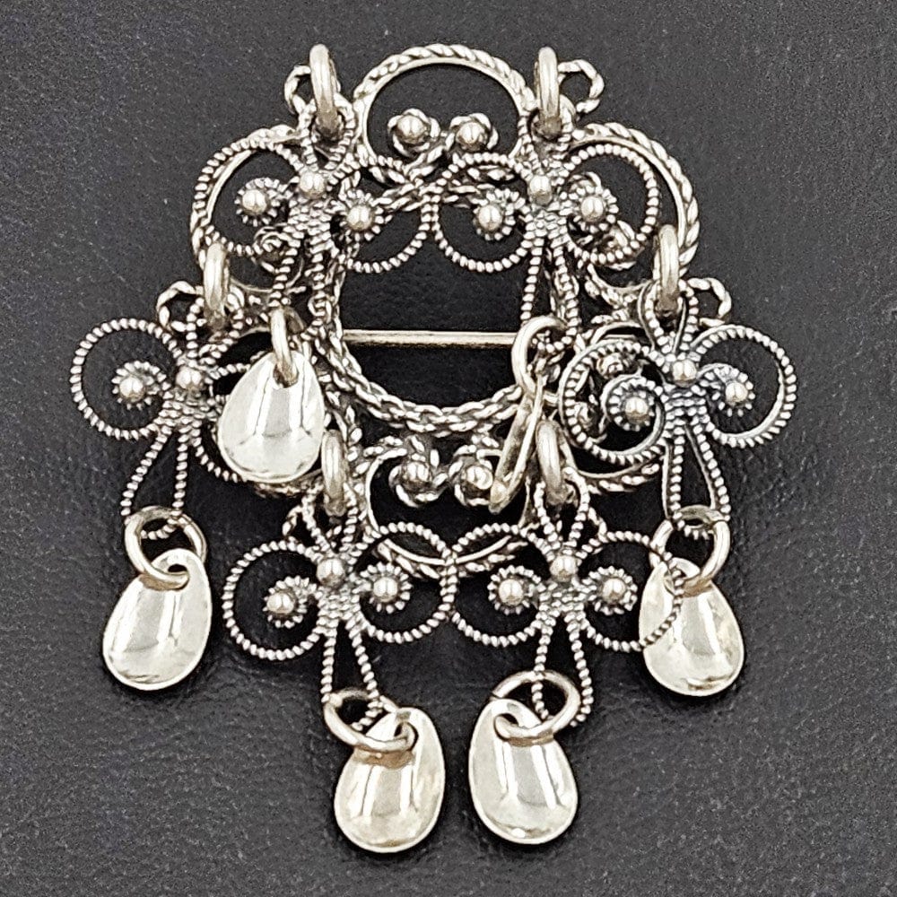 Sylvsmidja Jewelry Sylvsmidja Norwegian 830 Gunmetal Grey Silver Sølje Brooch Circa 1960&