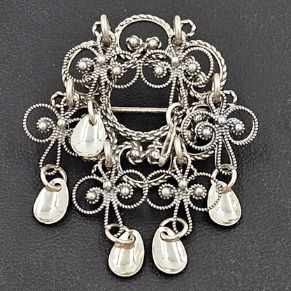 Sylvsmidja Jewelry Sylvsmidja Norwegian 830 Gunmetal Grey Silver Sølje Brooch Circa 1960&