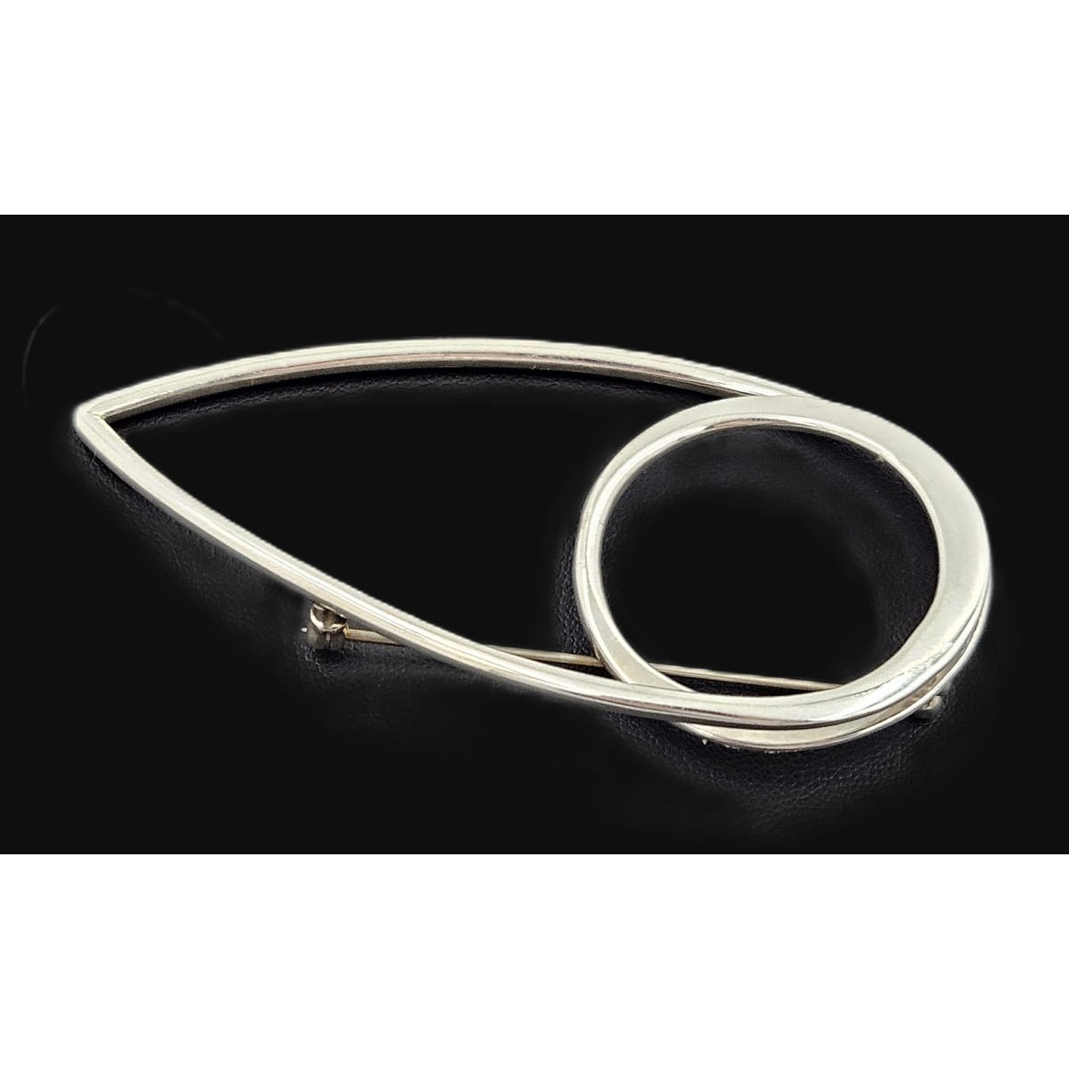 Taxco Sterling Artisan Brooch Jewelry 925 Silver Abstract Mod Brooch XL Mexico 3D Oval Shaped Brooch