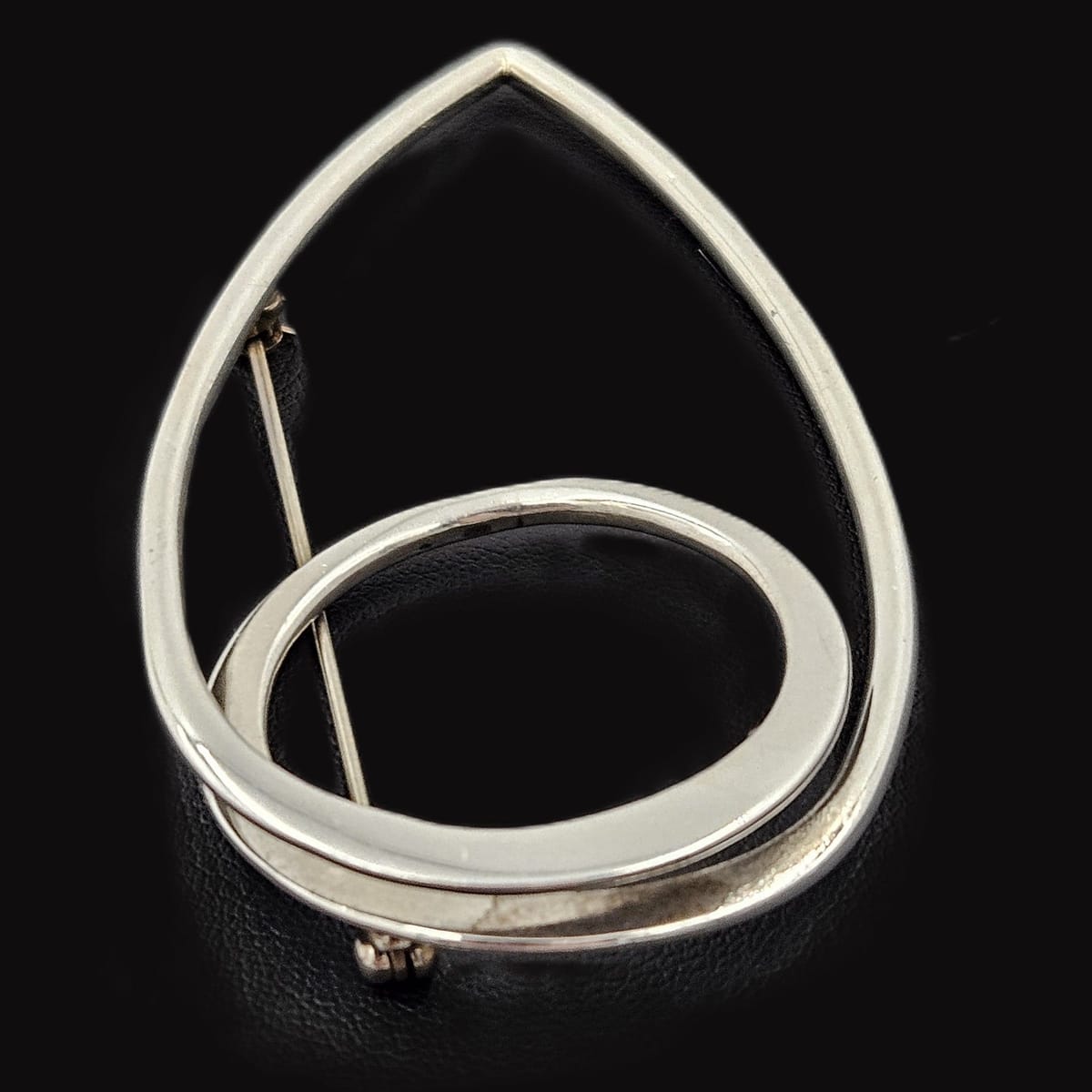 Taxco Sterling Artisan Brooch Jewelry 925 Silver Abstract Mod Brooch XL Mexico 3D Oval Shaped Brooch