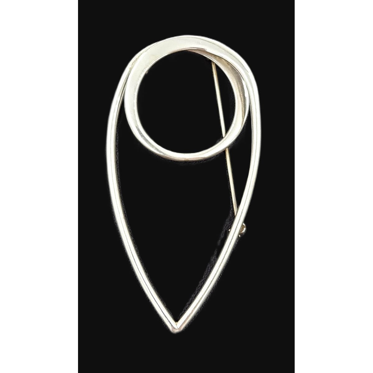 Taxco Sterling Artisan Brooch Jewelry 925 Silver Abstract Mod Brooch XL Mexico 3D Oval Shaped Brooch