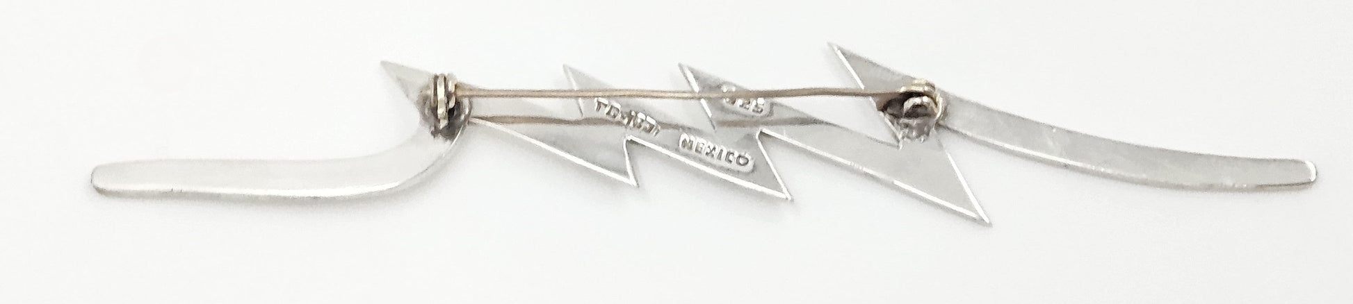 Taxco Sterling Artisan Brooch Jewelry Superb Taxco Designer Sterling Lightening Bolt Brooch Nearly 5" Long! C 1980s