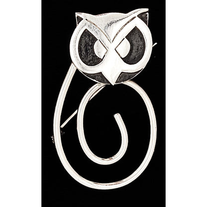 Taxco Sterling Jewelry Taxco Designer Sterling Modernist Impressionism Owl Bird Brooch 1950s