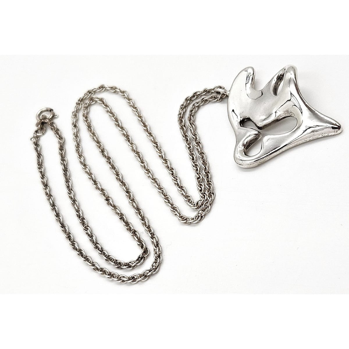 Ted Lowy Jewelry Rare Ted Lowy Sterling Abstract Modernist Amoeba Pendant Necklace 1960s