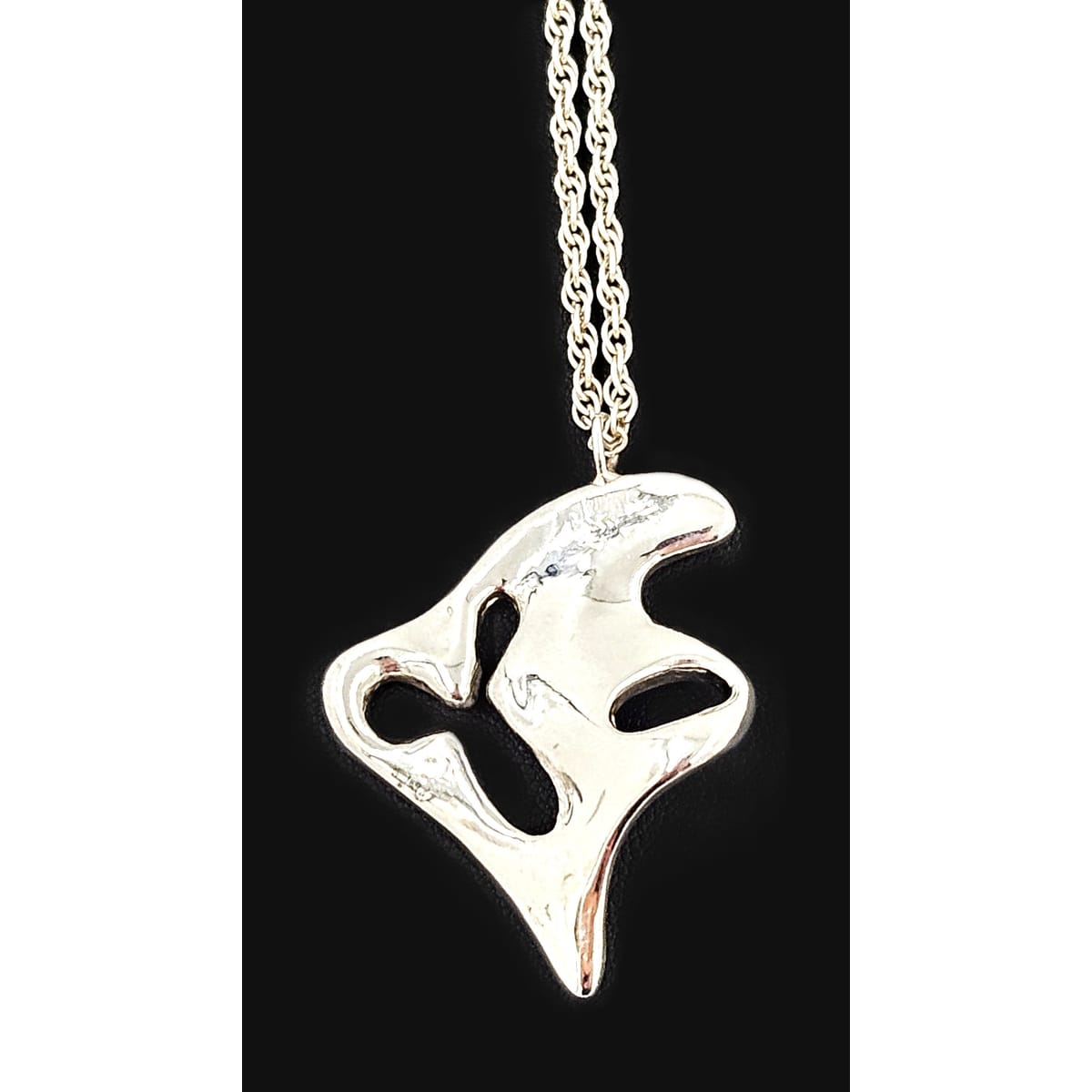Ted Lowy Jewelry Rare Ted Lowy Sterling Abstract Modernist Amoeba Pendant Necklace 1960s