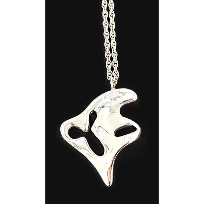 Ted Lowy Jewelry Rare Ted Lowy Sterling Abstract Modernist Amoeba Pendant Necklace 1960s