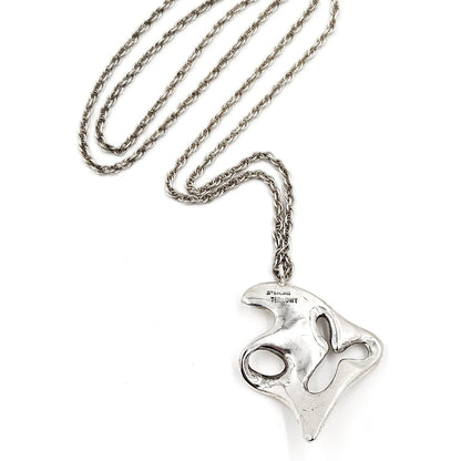 Ted Lowy Jewelry Rare Ted Lowy Sterling Abstract Modernist Amoeba Pendant Necklace 1960s