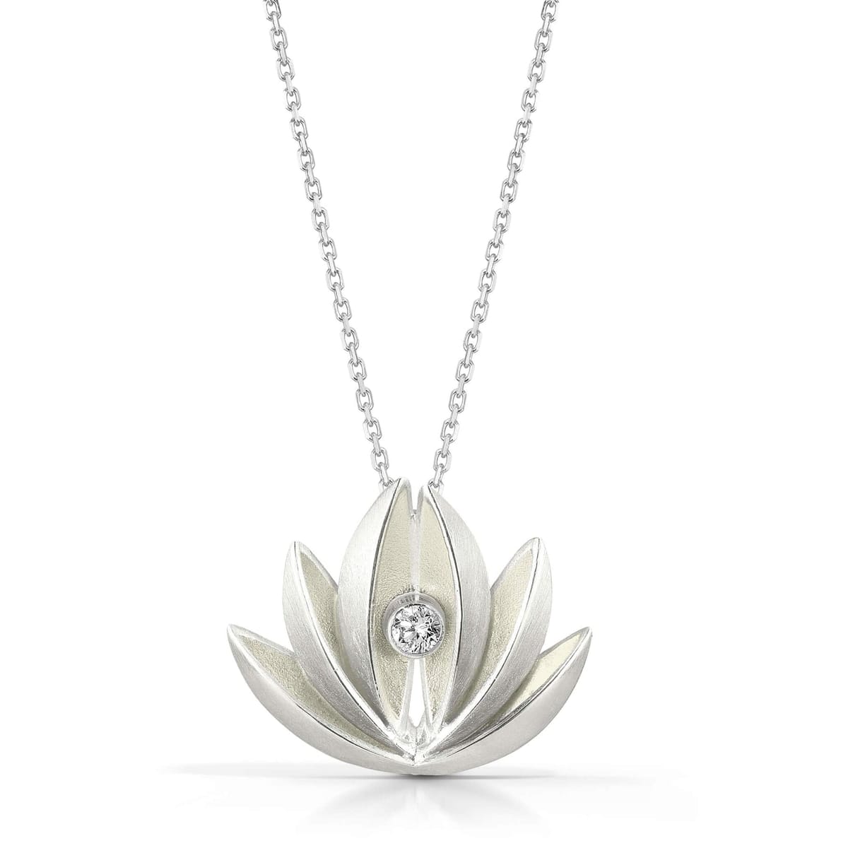 Thea Izzi Jewelry Designer Thea Izzi Sterling &amp; Diamond Lotus Flower Pendant Necklace - $455