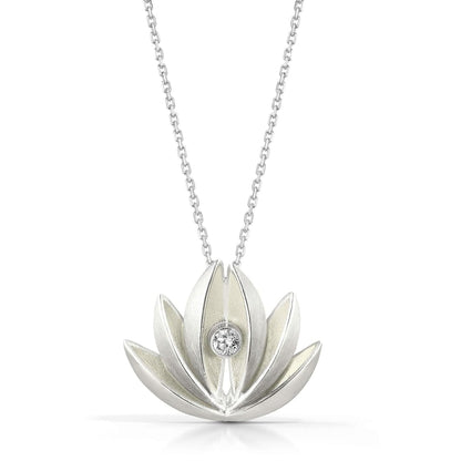 Thea Izzi Jewelry Designer Thea Izzi Sterling &amp; Diamond Lotus Flower Pendant Necklace - $455