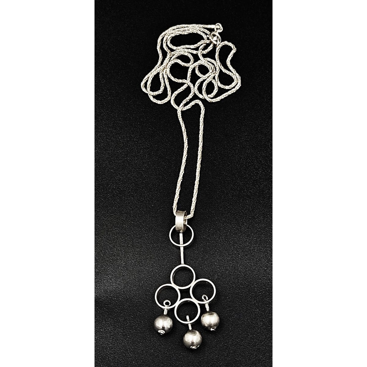 Thune Jewelry Rare NM Thune Norway Sterling Silver Modernist Kinetic Sterling Necklace 1940s
